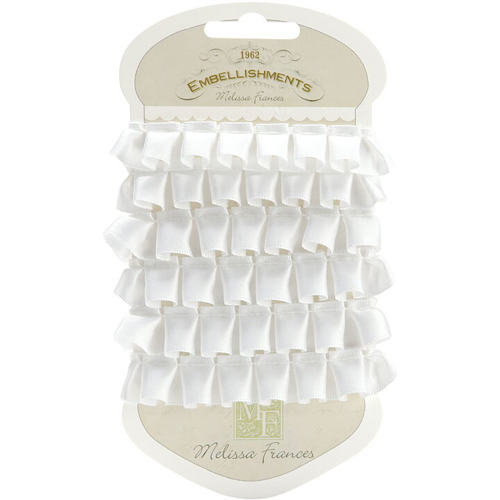 Melissa Frances Pleated Satin Ribbon - White