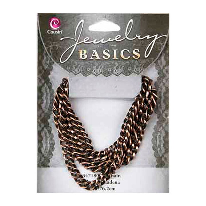 Cousin Basic Metal Findings - Copper  Chain Small Flat Oval 76 cm