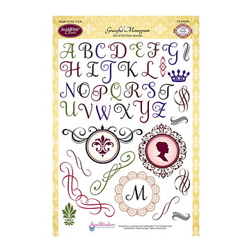 JustRite Papercraft Clear Stamps - Graceful Monogram