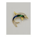 Brooch Attwood & Sawyer - Dolphin Enamelled with Rhinestones