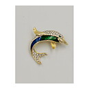 Brooch Attwood & Sawyer - Dolphin Enamelled with Rhinestones