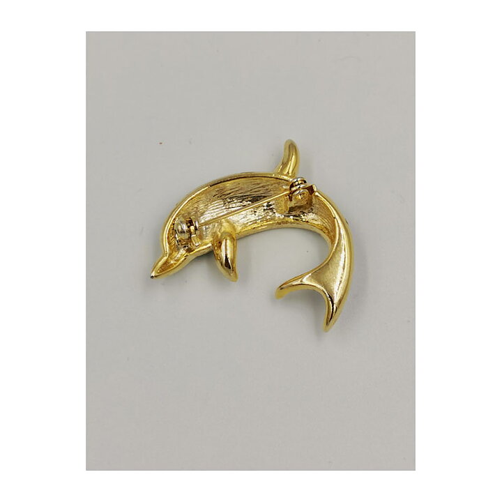 Brooch Attwood & Sawyer - Dolphin Enamelled with Rhinestones
