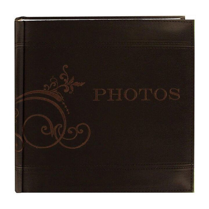 Pioneer 8x8 Embroidered Scroll Leatherette Photo Album - Brown