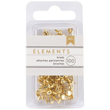 American Crafts Elements - Brads Mini 100 Pack Gold