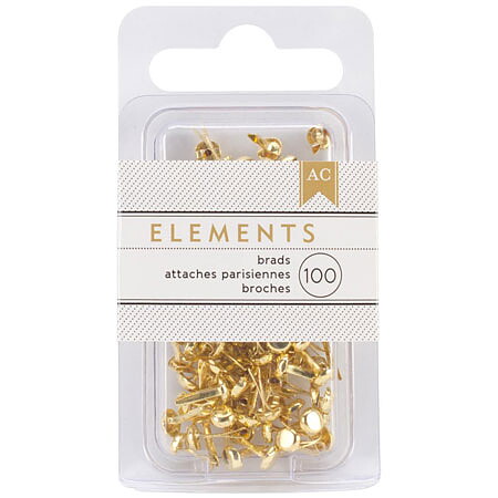 American Crafts Elements - Brads Mini 100 Pack Gold