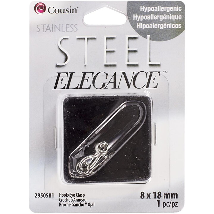 Cousin Stainless Steel Elegance - Hook/Eye Clasp 8x18 mm