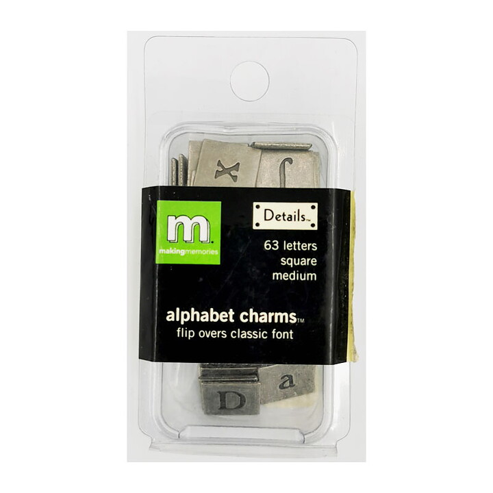 Making Memories Alphabet Charms - Medium Squares Pewter