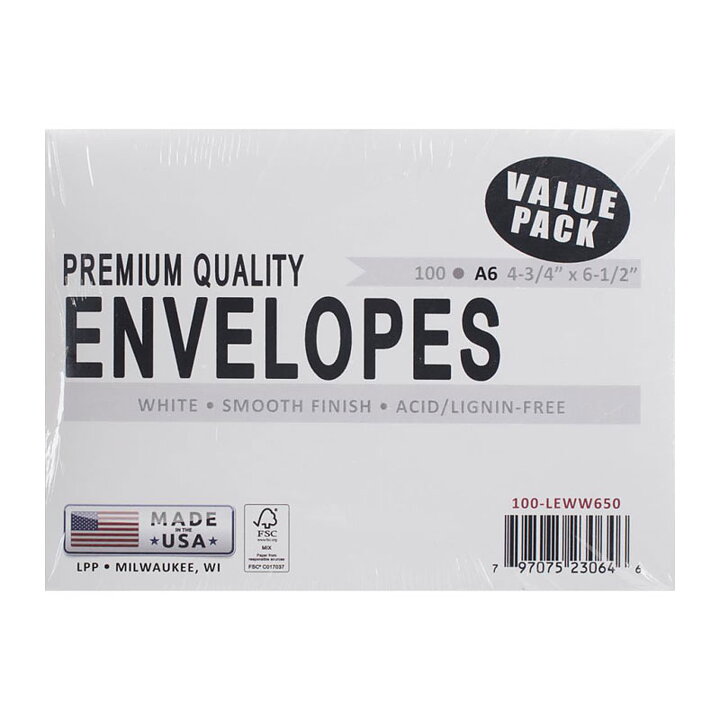 Leader Paper Products Envelopes - A-6  White Smooth