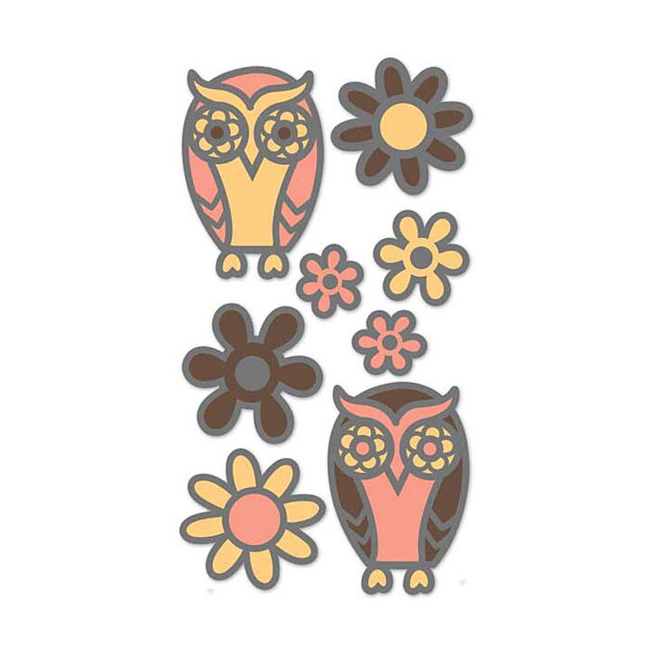 EK Success Sticko Stickers 3D - Owl & Flowers Sparkling