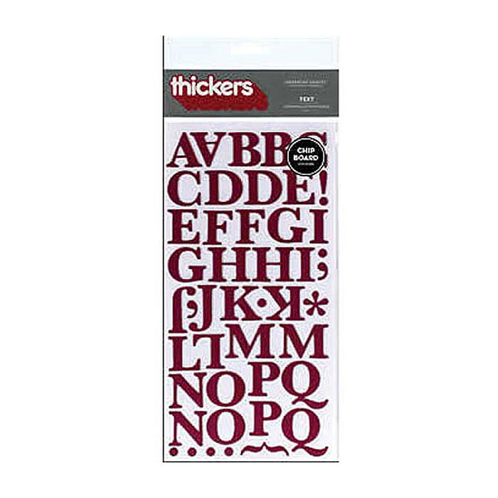 American Crafts Thickers Chipboard Stickers - Text Mullberry