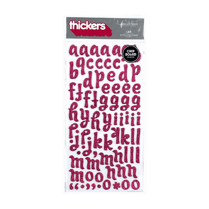 American Crafts Thickers Chipboard Glitter Stickers - Lax Mullberry