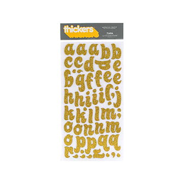 American Crafts Thickers Chipboard Glitter Stickers - Tiara Tangerine & Gold