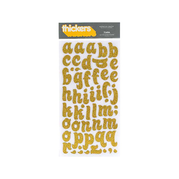American Crafts Thickers Chipboard Glitter Stickers - Tiara Tangerine & Gold