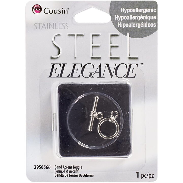 Cousin Stainless Steel Elegance - Band Accent Toggle 7x17 mm