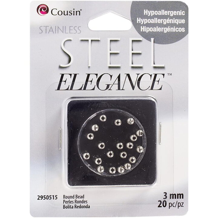 Cousin Stainless Steel Elegance - Bead Round 3 mm