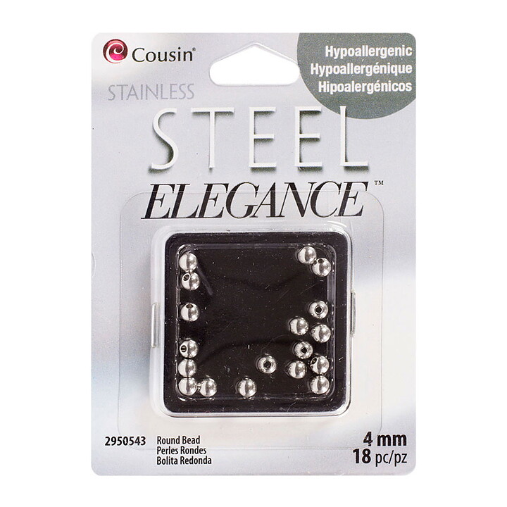 Cousin Stainless Steel Elegance - Bead Round 4 mm