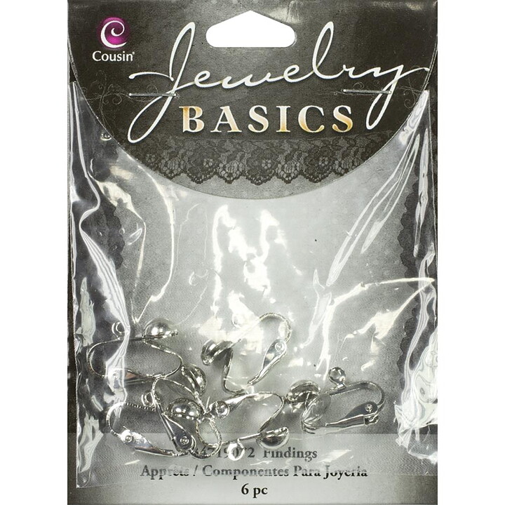 Cousin Basic Metal Findings - Silver Earring Clip-On w/Loops 12 mm