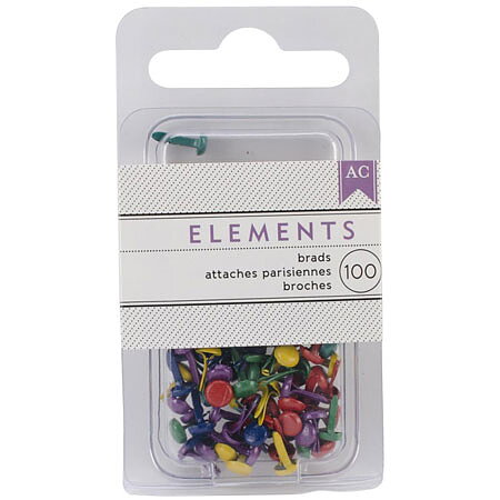 American Crafts Elements - Brads Mini 100 Pack Primary