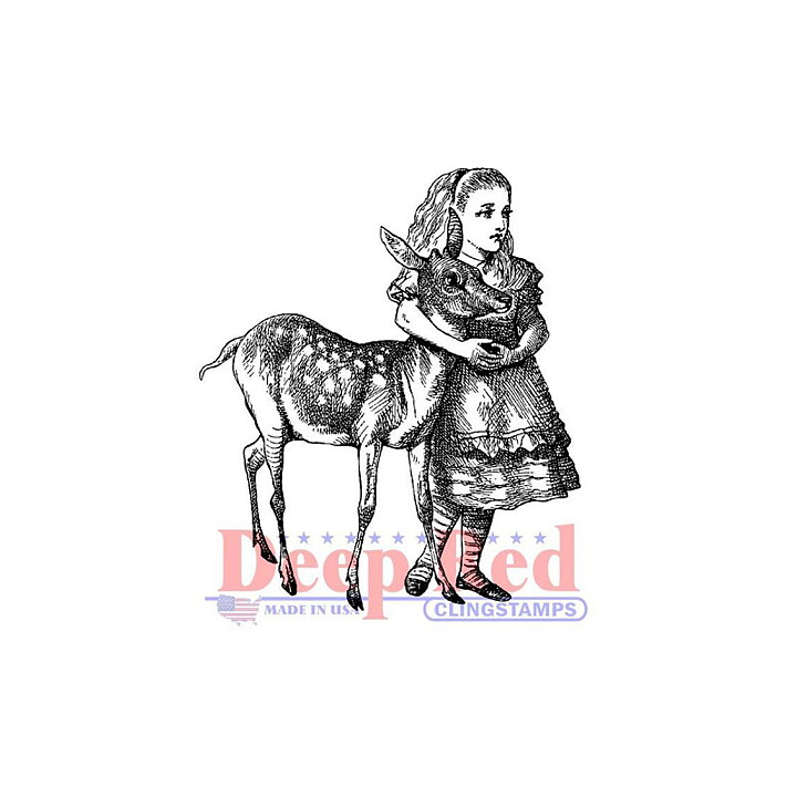 Deep Red Rubber Stamps - Alice With Deer
