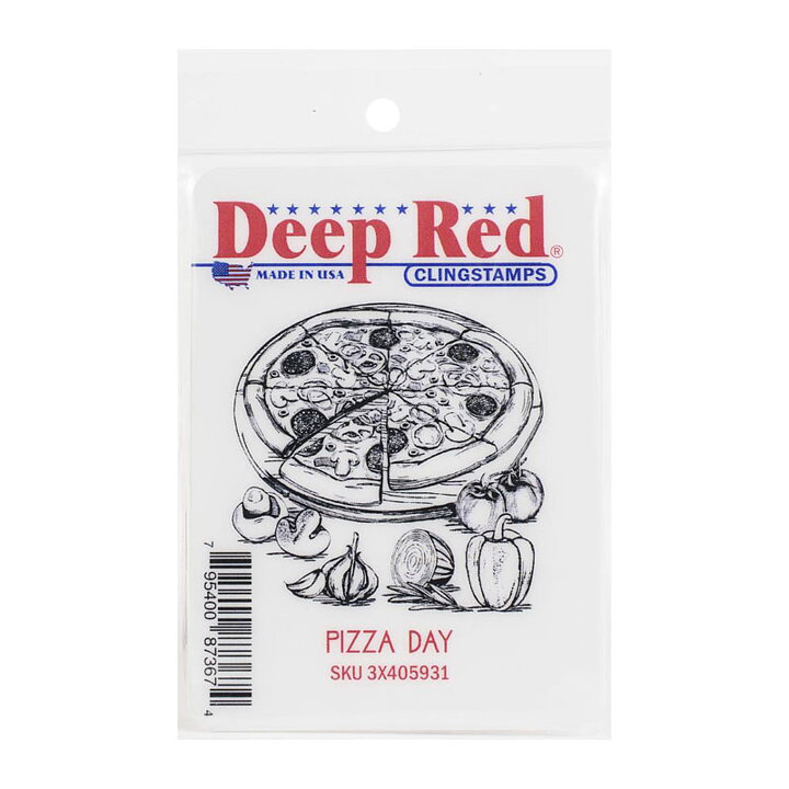 Deep Red Rubber Stamps - Pizza Day
