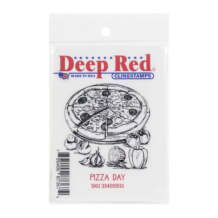 Deep Red Rubber Stamps - Pizza Day