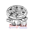 Deep Red Rubber Stamps - Pizza Day