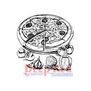 Deep Red Rubber Stamps - Pizza Day