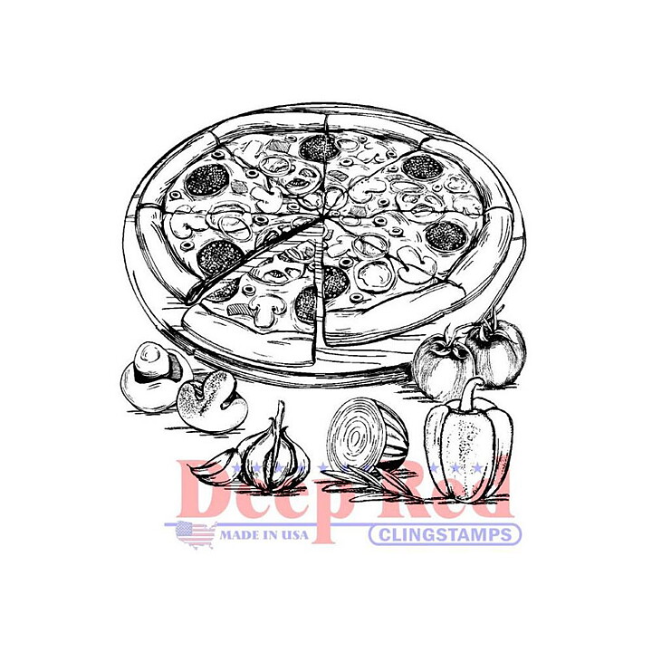 Deep Red Rubber Stamps - Pizza Day