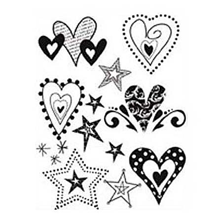 Autumn Leaves Clear Stamps - Hearts & Stars