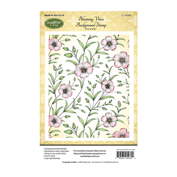 JustRite Papercraft Background Rubber Stamp - Blooming Vines