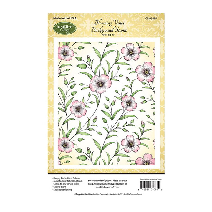 JustRite Papercraft Background Rubber Stamp - Blooming Vines
