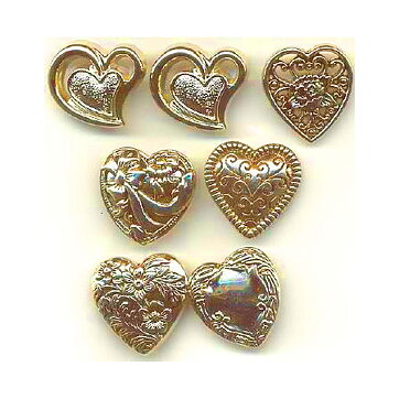 Buttons Heart Gold