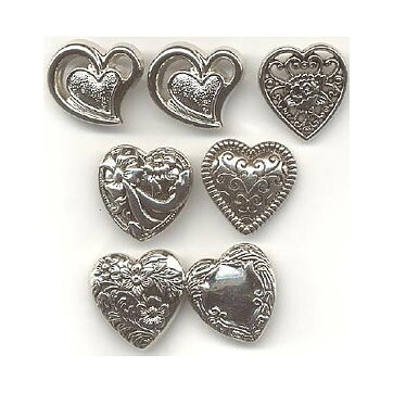 Buttons Heart Silver