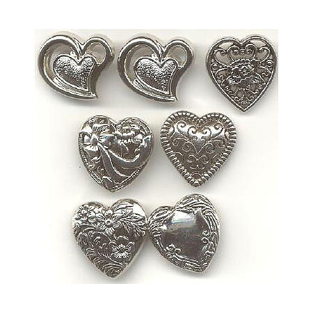 Buttons Heart Silver