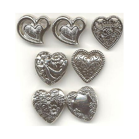 Buttons Heart Silver