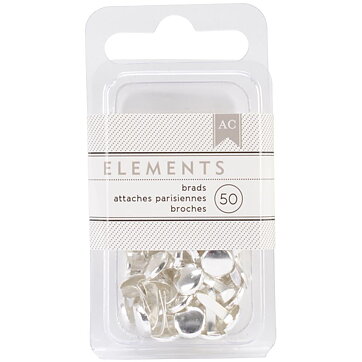American Crafts Elements - Brads Medium 50 Pack Silver