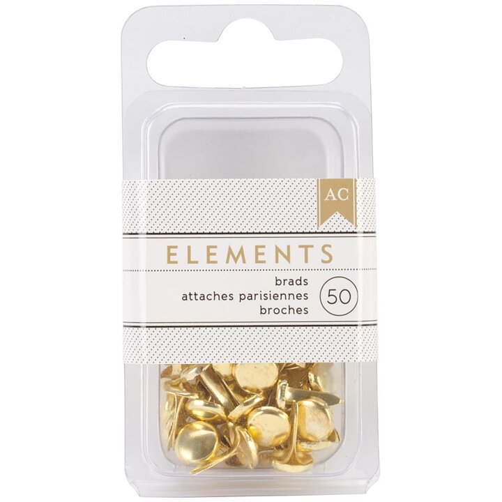 American Crafts Elements - Brads Medium 50 Pack Gold