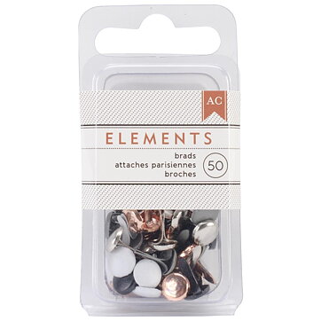 American Crafts Elements - Brads Medium 50 Pack Metallic