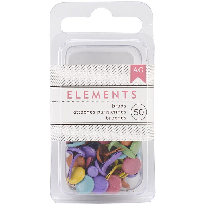 American Crafts Elements - Brads Medium 50 Pack Bright