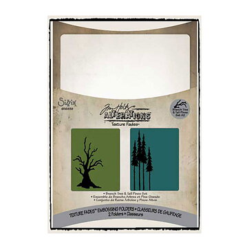 Tim Holtz Alteration Texture Fades Embossing Folders - Branch Tree & Tall Pines Set