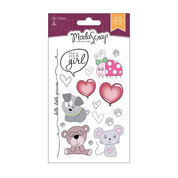 Moda Scrap Clear Stamps - Puppies Girl