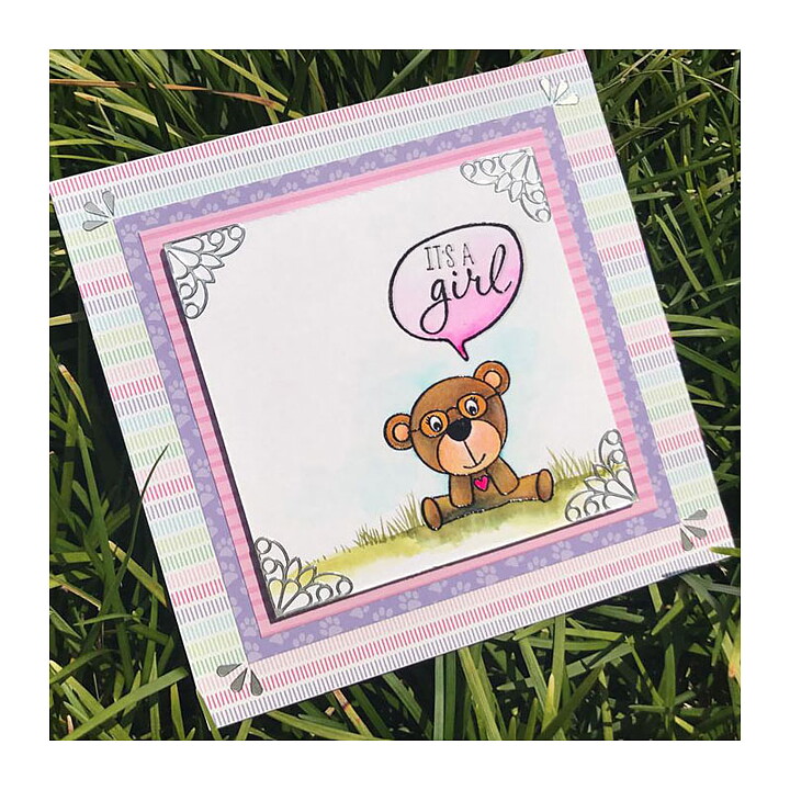 Moda Scrap Clear Stamps - Puppies Girl