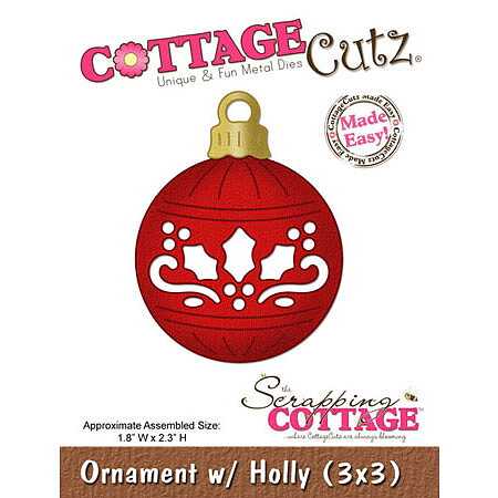 Cottage Cutz Dies 3x3 Christmas Ornament w/ Holly