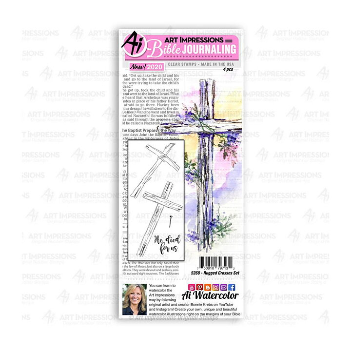 Art Impressions Clear Stamps Bible Journaling - Rugged Crosses Set