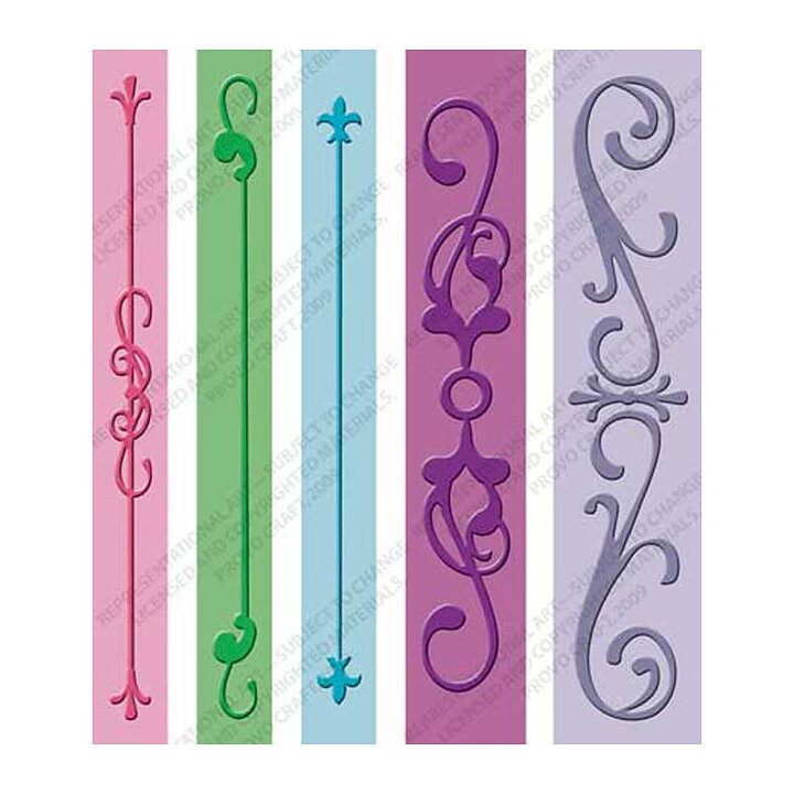 Provo Craft Cuttlebug Embossing Folder A2 Border Set - Iron Works