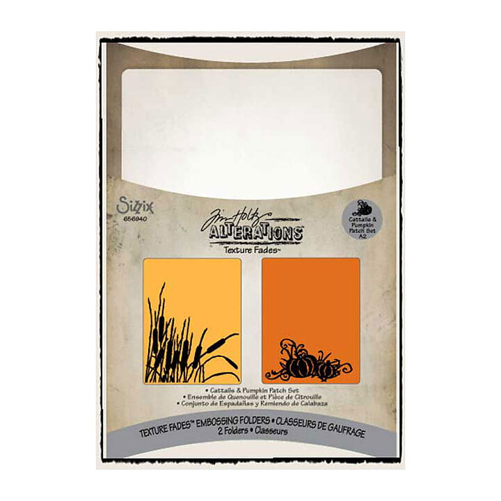 Tim Holtz Alteration Texture Fades Embossing Folders - Cattails & Pumpkin Patch Set