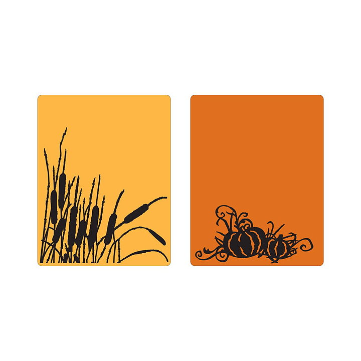 Tim Holtz Alteration Texture Fades Embossing Folders - Cattails & Pumpkin Patch Set