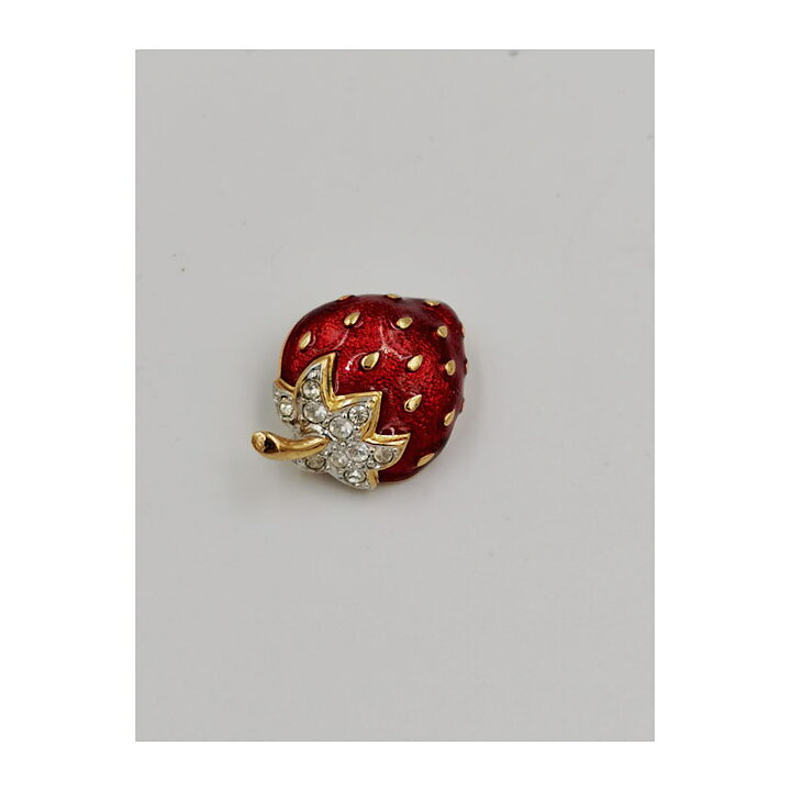 Brooch - Strawberry with Rhinestones