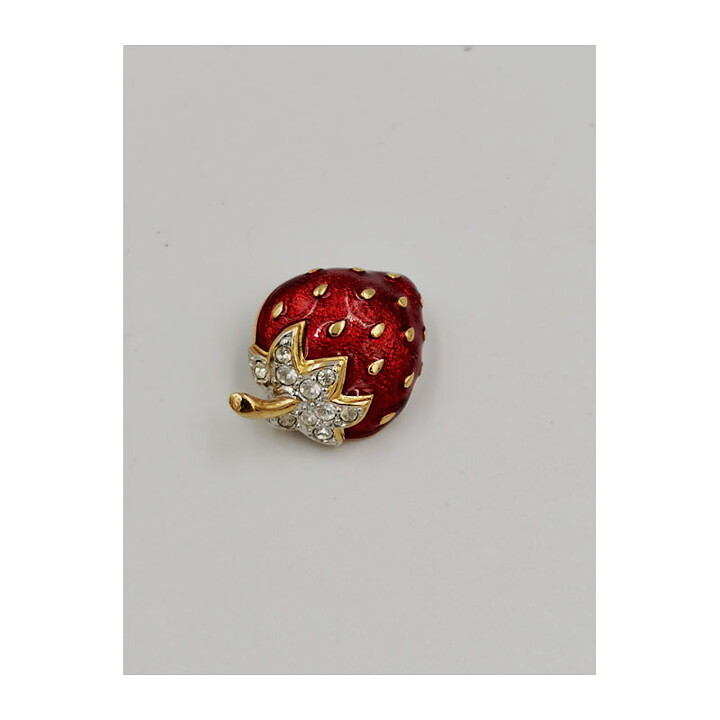 Brooch - Strawberry with Rhinestones