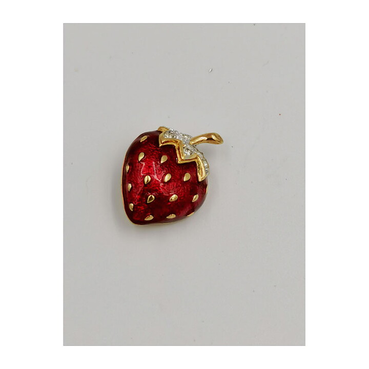 Brooch - Strawberry with Rhinestones
